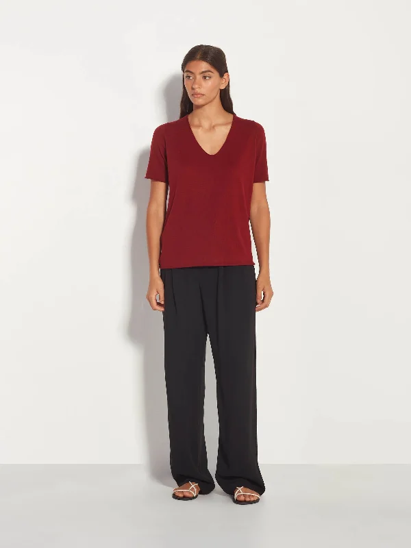 JHL V-Neck T (Fine Cotton Cashmere) Deep Red