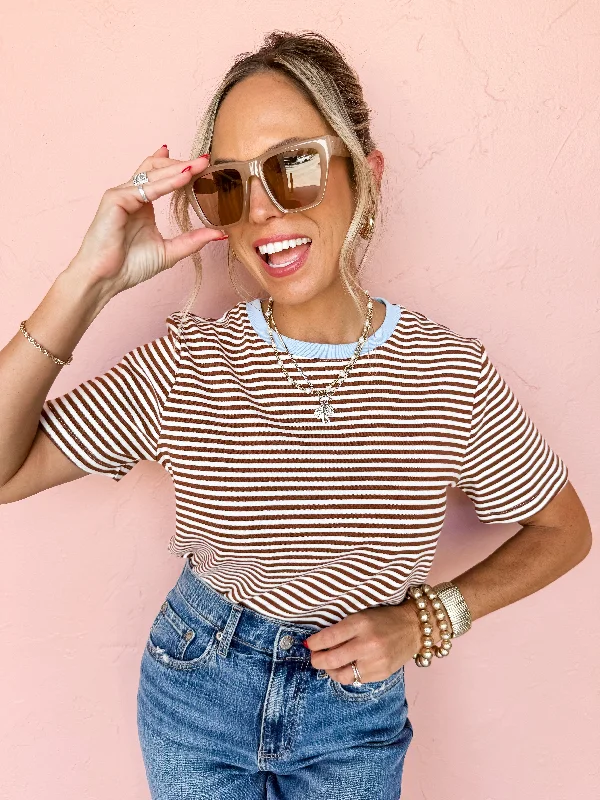 Lost In You Striped Short Sleeve Top