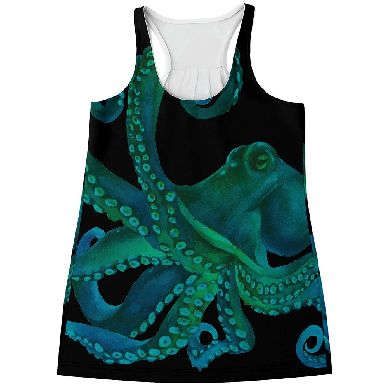 Watercolor Octopus Print Women's Racerback Tank Top