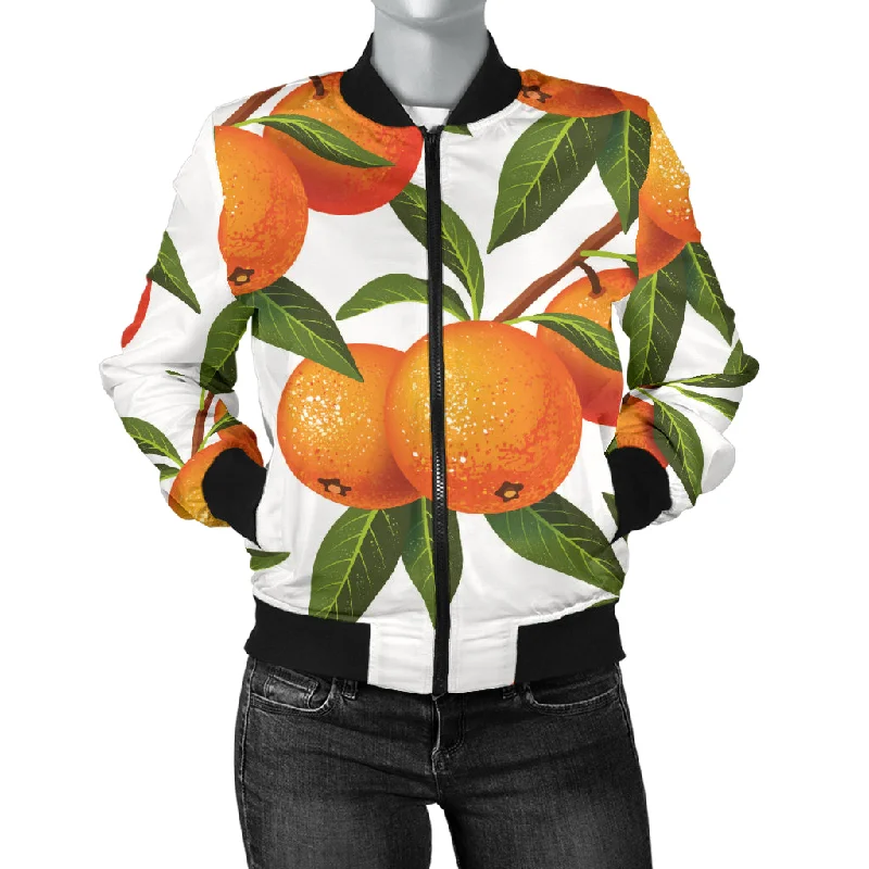 Oranges Pattern Background Women'S Bomber Jacket