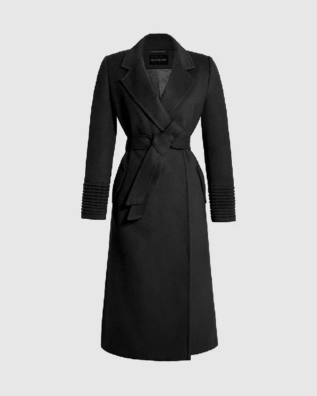 Baby Alpaca Long Notched Collar Wrap Coat