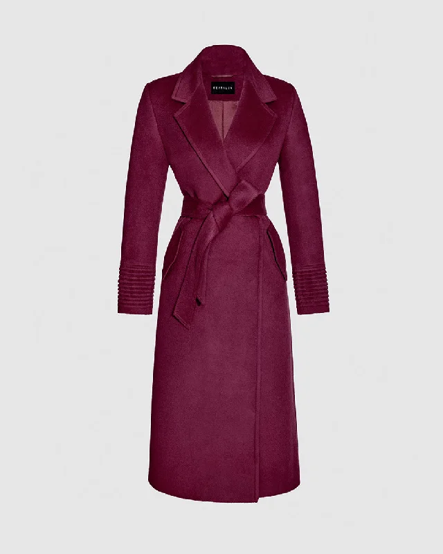 Baby Alpaca Long Notched Collar Wrap Coat