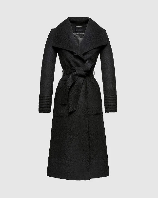 Baby Alpaca Long Wide Collar Wrap Coat