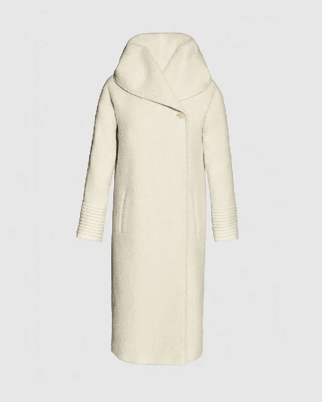 Bouclé Alpaca Long Hooded Coat