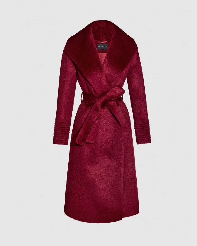 Suri Alpaca Long Shawl Collar Wrap Coat